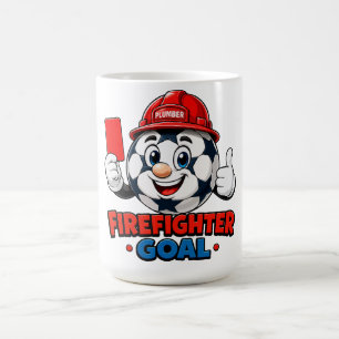 Brandweerman Voetbal Scheidsrechter Mascotte Koffiemok