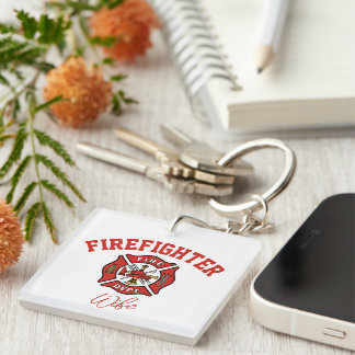 brandweerman vrouw, moeder, zus sleutelhanger