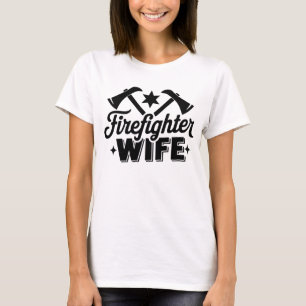 Brandweerman Vrouw Zwart Tekst Wit T-shirt