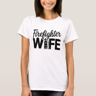 Brandweerman Vrouw Zwart Tekst Wit T-shirt