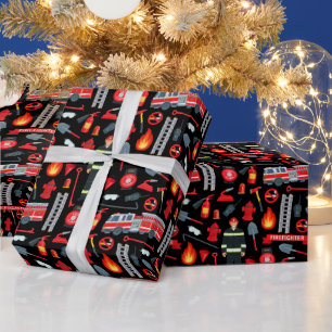 Brandweermateriaal Vuurweerwagen Ladders Bijlen Pa Cadeaupapier