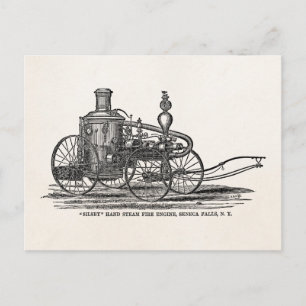brandweermotor 1800s Antiek brandweerwagen Briefkaart