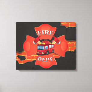 Brandweermotor Canvas Afdruk