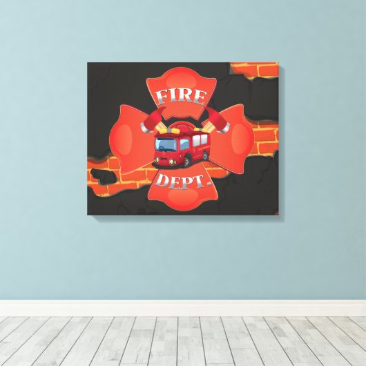 Brandweermotor Canvas Afdruk (Insitu (Houten vloer))