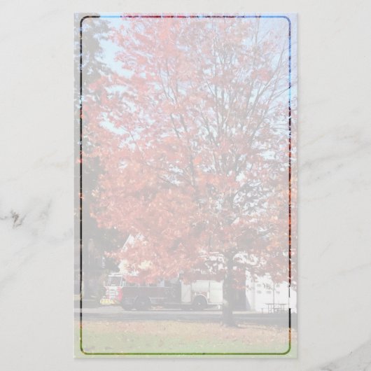 Brandweermotor in het najaar briefpapier (Voorkant)