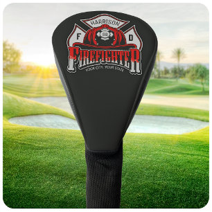 Brandweeruitrusting Helmet en naam brandweerdienst Golfheadcover