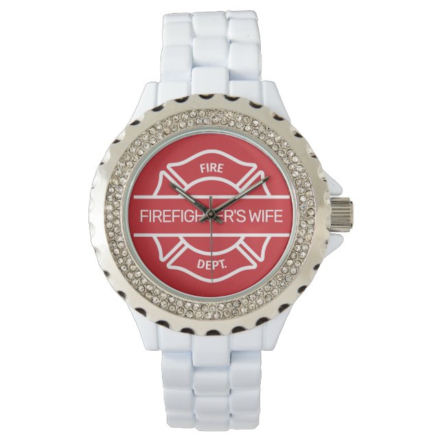 Brandweervrouw Bling Pols Horloge (Voorkant)
