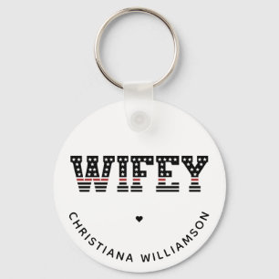 Brandweervrouw met dunne rode lijn brandweervrouw sleutelhanger