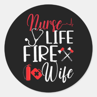Brandweervrouw Vrouw Verpleegster Life Fire Vrouw Ronde Sticker