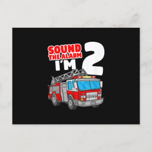 Brandweerwagen 2 jaar oude brandweerman 2e verjaar feestdagenkaart