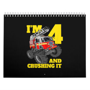 Brandweerwagen 4th Birthday Boy 4 Firefighft Gift Kalender