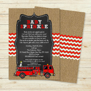 Brandweerwagen Baby Sprinkle Invite / Boy baby sho Kaart