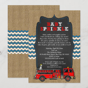 Brandweerwagen Baby Sprinkle, jongen baby shower Kaart