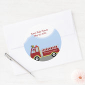 Brandweerwagen Brandmotor Ronde Custom Favor Stick Sticker (Envelop)