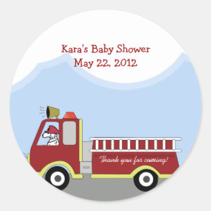 Brandweerwagen Brandmotor Ronde Custom Favor Stick Sticker