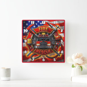 Brandweerwagen Brandweer Redding Vierkante Klok