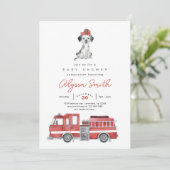 Brandweerwagen Brandweerman Baby shower Uitnodigin Kaart (Staand voorkant)