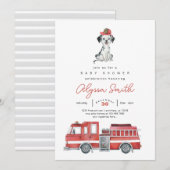 Brandweerwagen Brandweerman Baby shower Uitnodigin Kaart (Voorkant / Achterkant)