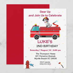 Brandweerwagen Brandweerman Kinder 2e Verjaardagsf Kaart