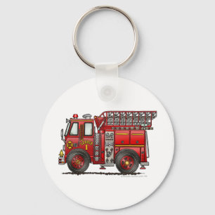 Brandweerwagen brandweerman sleutelhanger
