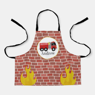 Brandweerwagen Bricks Patroon Brandweerman Kinder Schort