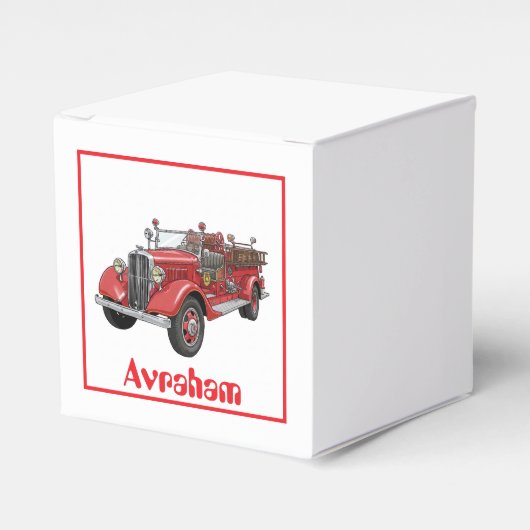 Brandweerwagen duwt in gunstbox bedankdoosjes (Voorkant Zijde)