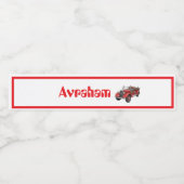 Brandweerwagen duwt in waterflesetiket waterfles etiket (Enkel label)