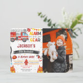 Brandweerwagen Foto Uitnodigingen (Staand voorkant)