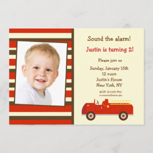 brandweerwagen Foto van Birthday Party Invitation Kaart