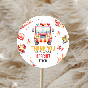 Brandweerwagen Geluid de Alarm Baby Shower Ronde Sticker