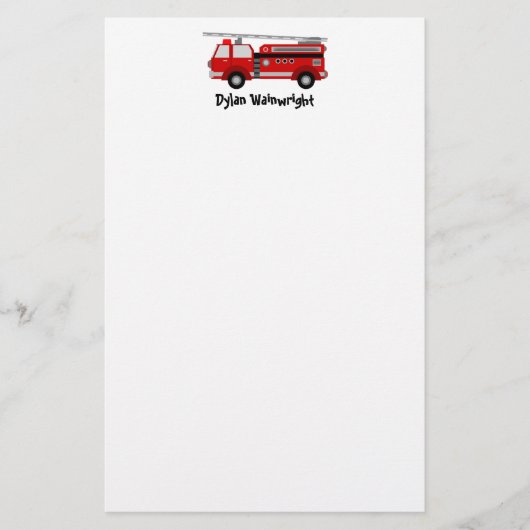 Brandweerwagen gepersonaliseerd briefpapier (Voorkant)