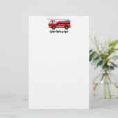 Brandweerwagen gepersonaliseerd briefpapier (Staand voorkant)