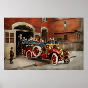 Brandweerwagen - Het vliegende eskader 1911 Poster