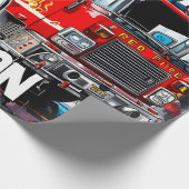 Brandweerwagen in Stad Cadeaupapier (Hoek)