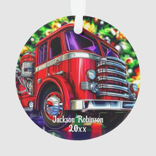 Brandweerwagen Kerstmis Ornament (achterkant)