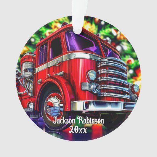 Brandweerwagen Kerstmis Ornament (voorkant)