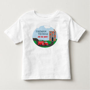 Brandweerwagen met voornaam kleine jongen kinder shirts