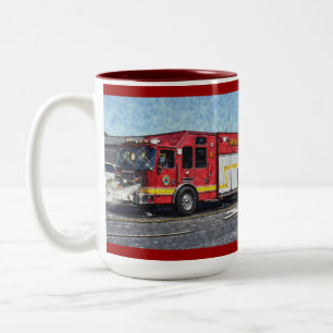 Brandweerwagen Noodvoertuig Tweekleurige Koffiemok