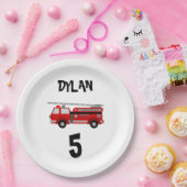Brandweerwagen Papieren Bordje (Feest)