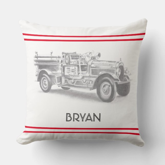  brandweerwagen potlood Schets brandweerman tekene Kussen (Voorkant)