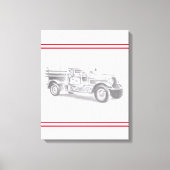 brandweerwagen potlood schetsen brandweertekening canvas afdruk (Voorkant)