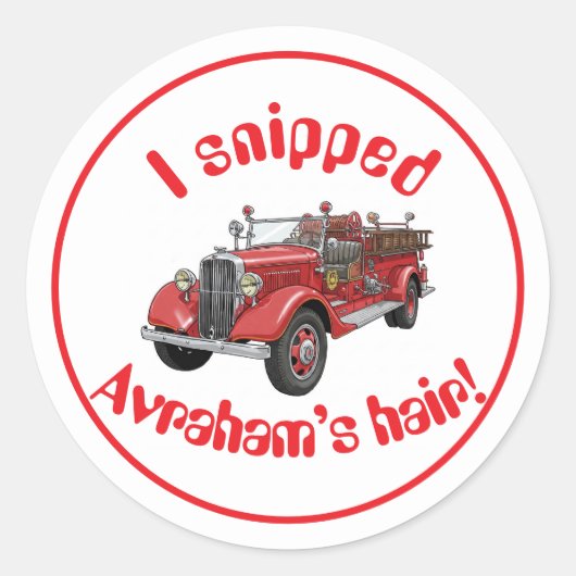 Brandweerwagen upsherin sticker (Voorkant)