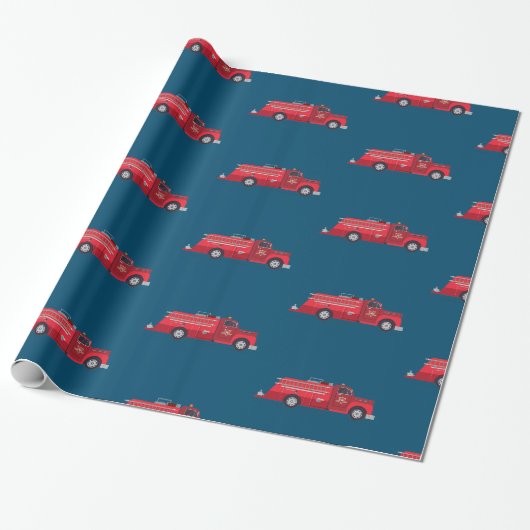 brandweerwagen van de rode motor cadeaupapier (Uitgerold)