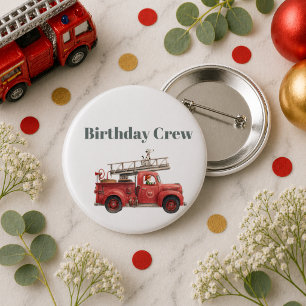 Brandweerwagen Verjaardagsfeest Brandweerwagen Ronde Button 5,7 Cm