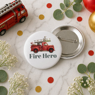 Brandweerwagen Verjaardagsfeest Brandweerwagen Ronde Button 5,7 Cm