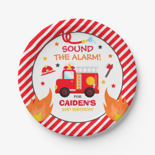 Brandweerwagen Verjaardagsfeestdecoratie Papieren Bordje