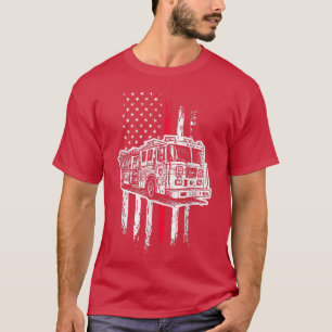Brandweerwagen voor vuurwapens met vuurwapen van d t-shirt