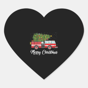 Brandweerwagen Xmas Boom Brandweerman Vrolijk Kers Hart Sticker