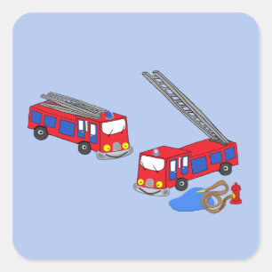 Brandweerwagens Vierkante Sticker