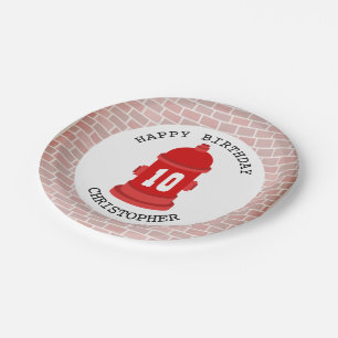 Brandweerwater + Bricks brandweerman Birthday Part Papieren Bordje